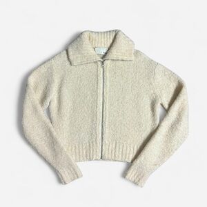 Cream wool knit zip-up sweater (Marilyn Sweater) - ARITZIA / WILFRED FREE